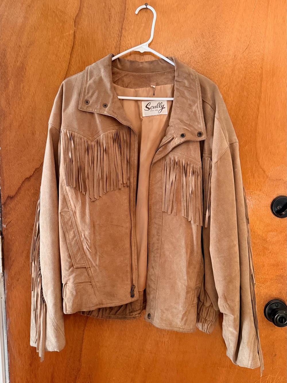 Scully Tan Suede Fringe Western Cowgirl Leather Jacket